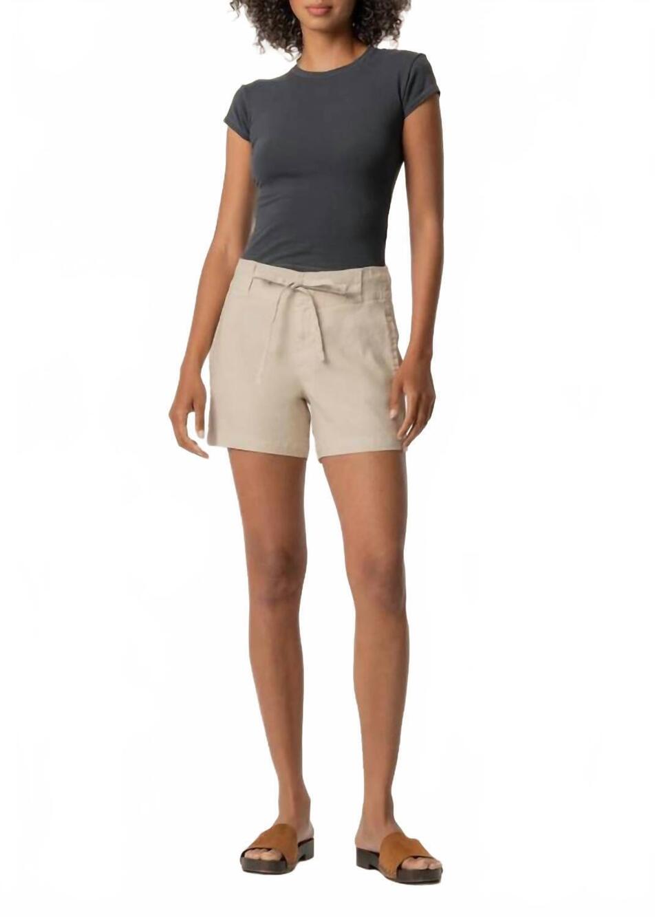 NEW KUT FROM THE KLOTH katie high rise drawstring linen short in sand
